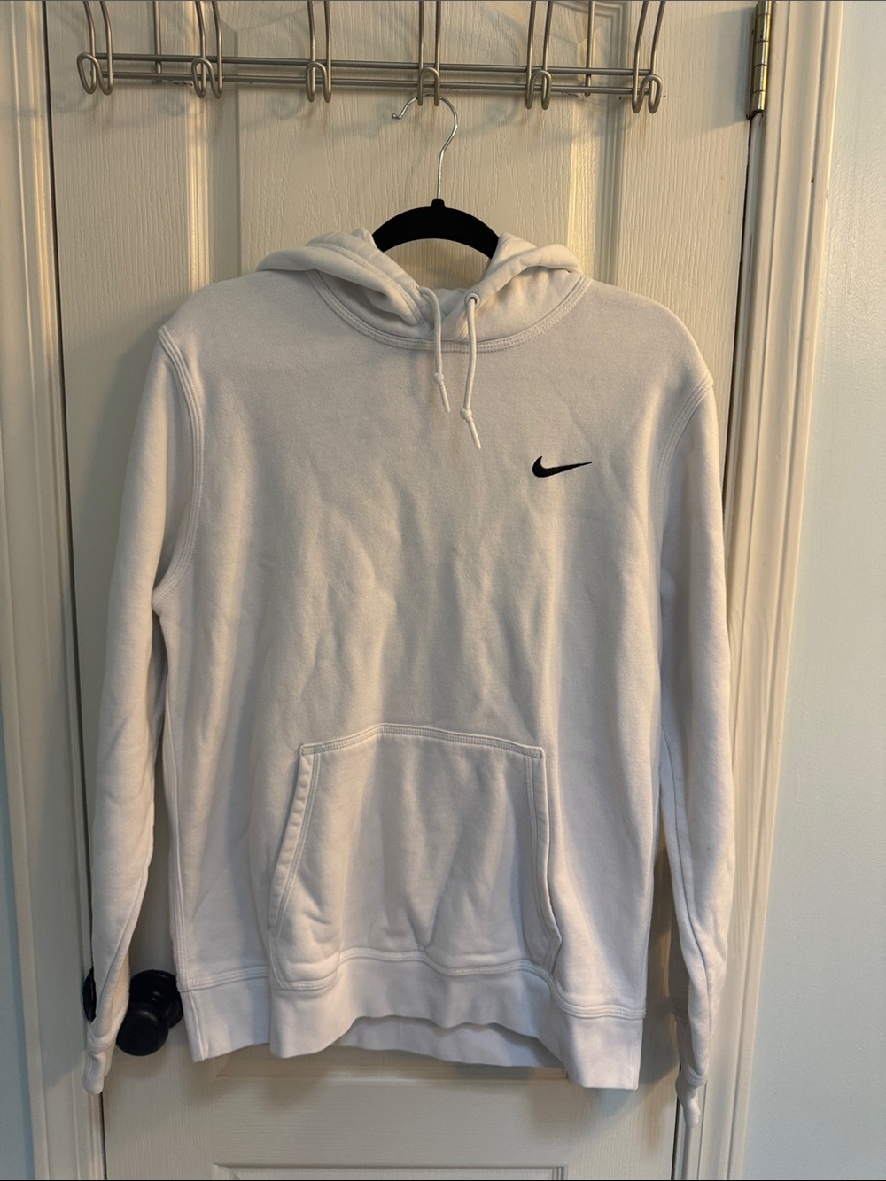 Nike White Pullover Hoodie with Black Swoosh